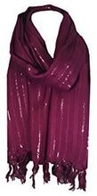 Load image into Gallery viewer, World Of Shawls Glitter Stripe** Pashmina Scarf Shawl Stole Wrap Party Gift - World of Scarfs
