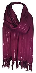 World Of Shawls Glitter Stripe** Pashmina Scarf Shawl Stole Wrap Party Gift - World of Scarfs