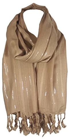 World Of Shawls Glitter Stripe** Pashmina Scarf Shawl Stole Wrap Party Gift - World of Scarfs