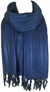 World Of Shawls Glitter Stripe** Pashmina Scarf Shawl Stole Wrap Party Gift - World of Scarfs