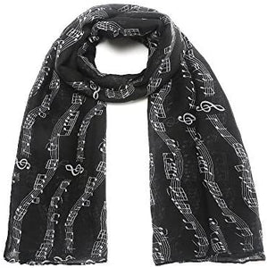 World of Shawls Music Print Scarf Musical Notes Classical Mozart Style Crotchet Quaver Scarf Ladies Fashion Wrap Scarves - World of Scarfs