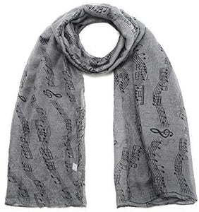 World of Shawls Music Print Scarf Musical Notes Classical Mozart Style Crotchet Quaver Scarf Ladies Fashion Wrap Scarves - World of Scarfs