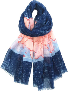 World of Shawls Eye-Catching Floral Border Scarf for Women Ladies with Delicate Sequin Insets - World of Scarfs