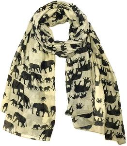 World of Shawls Ladies Elephant Print Scarf Wraps Shawl Soft Scarves Sarong - World of Scarfs