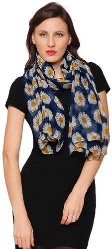 World of Shawls Daisy Print Ladies Women Celebrity Style Long Scarves Maxi Scarf, Stole, Wrap, Sarong, shawls - World of Scarfs