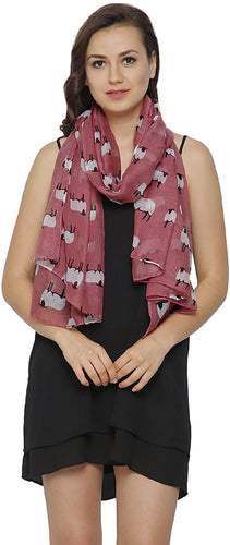 World of Shawls Sheep Print Design Scarves for Women Lightweight Large Size Scarf - World of Scarfs