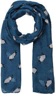 Unusual Cute Penguin Print Scarf Lightweight Women Large Size - World of Scarfs