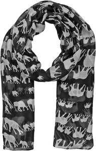 World of Shawls Ladies Elephant Print Scarf Wraps Shawl Soft Scarves Sarong - World of Scarfs